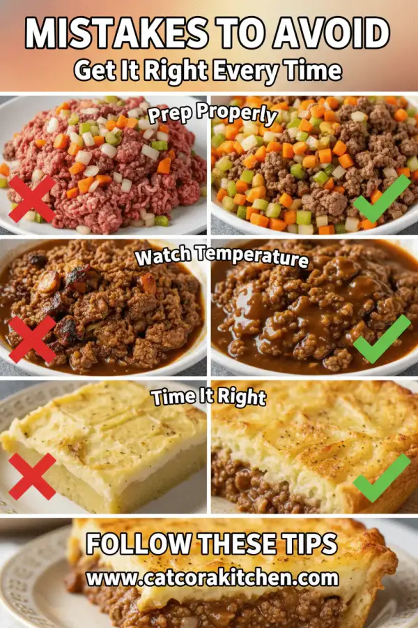 Traditional cottage pie with ground beef common mistakes