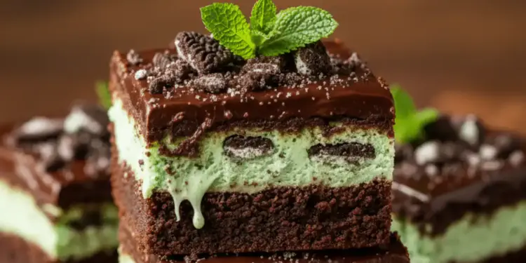 triple layer fudgy mint Oreo brownies