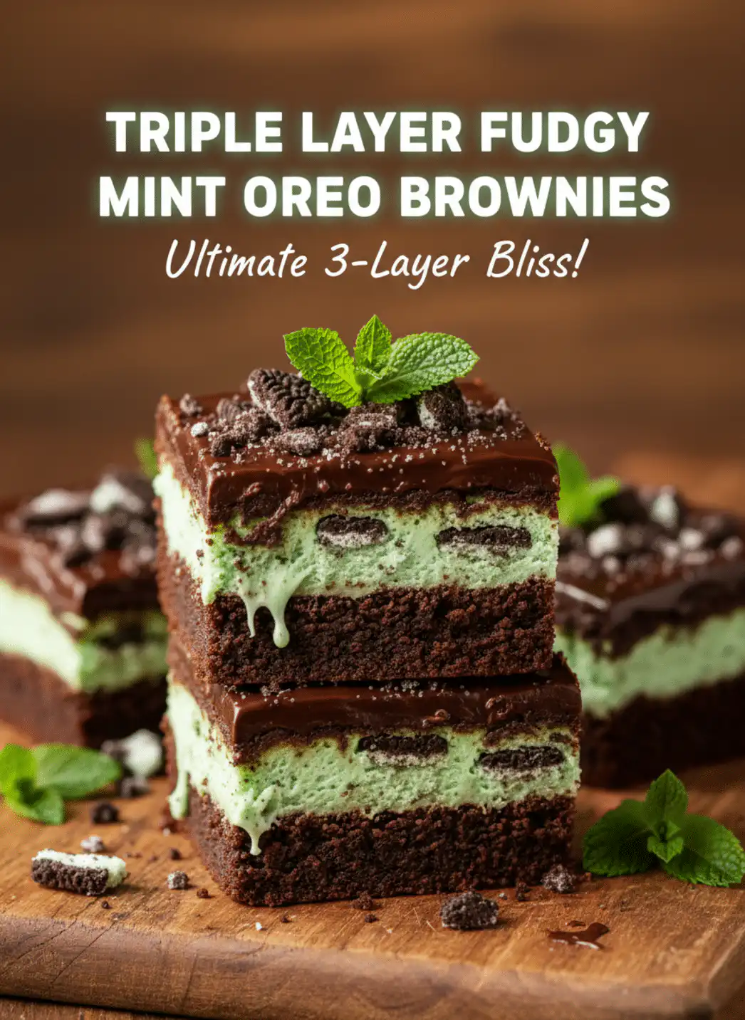 Triple Layer Fudgy Mint Oreo Brownies
