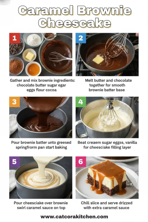 Caramel brownie cheesecake How to Make