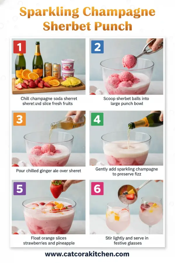 Champagne punch with sherbet How to Make