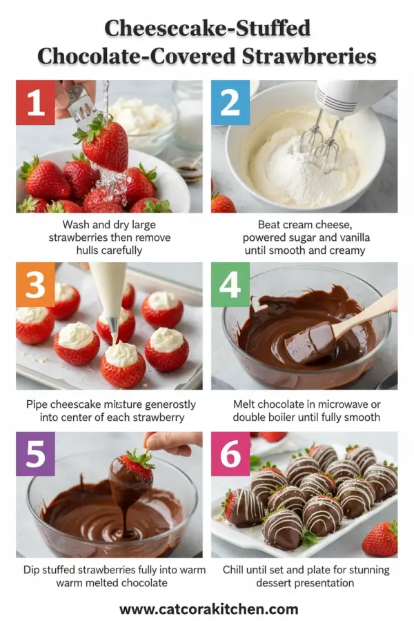 Cheesecake-stuffed chocolate-covered strawberries how to make