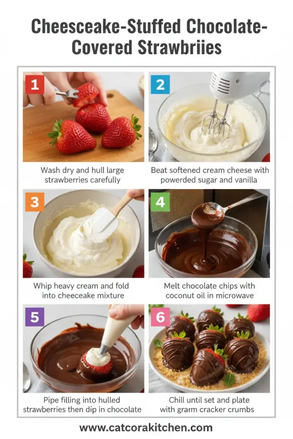 Cheesecake-stuffed chocolate-covered strawberries How to Make 