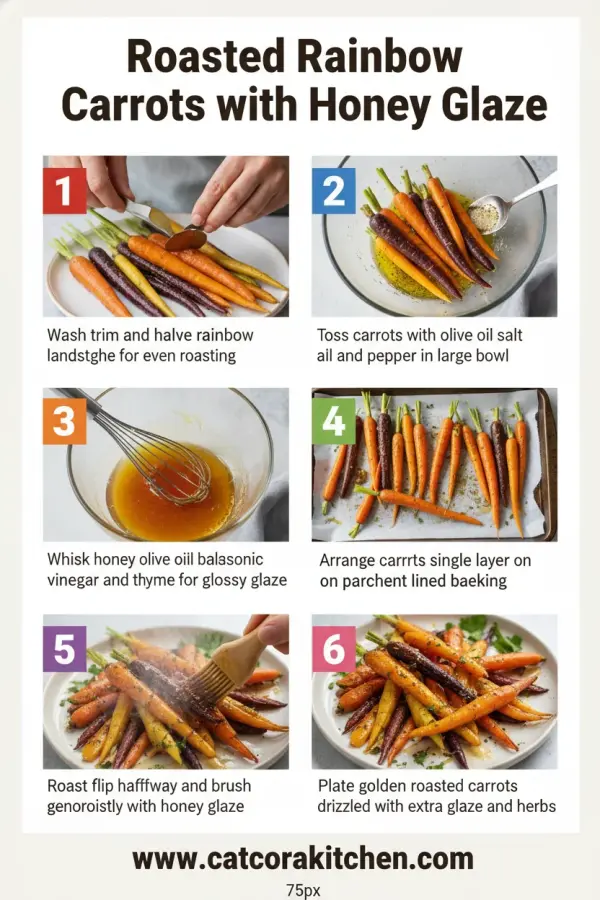 Roasted rainbow carrots with honey glaze How to Make 
