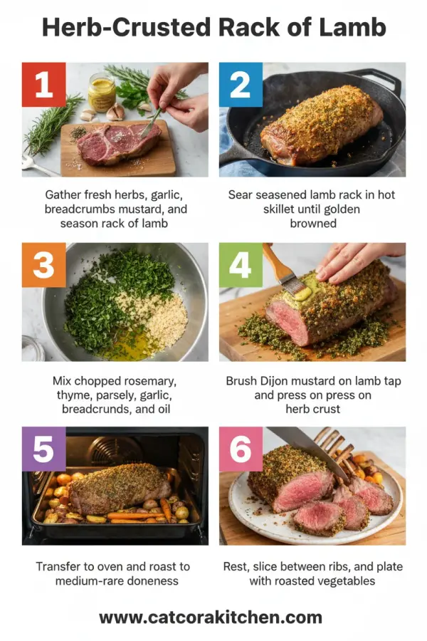 Herb-crusted rack of lamb How to Make 