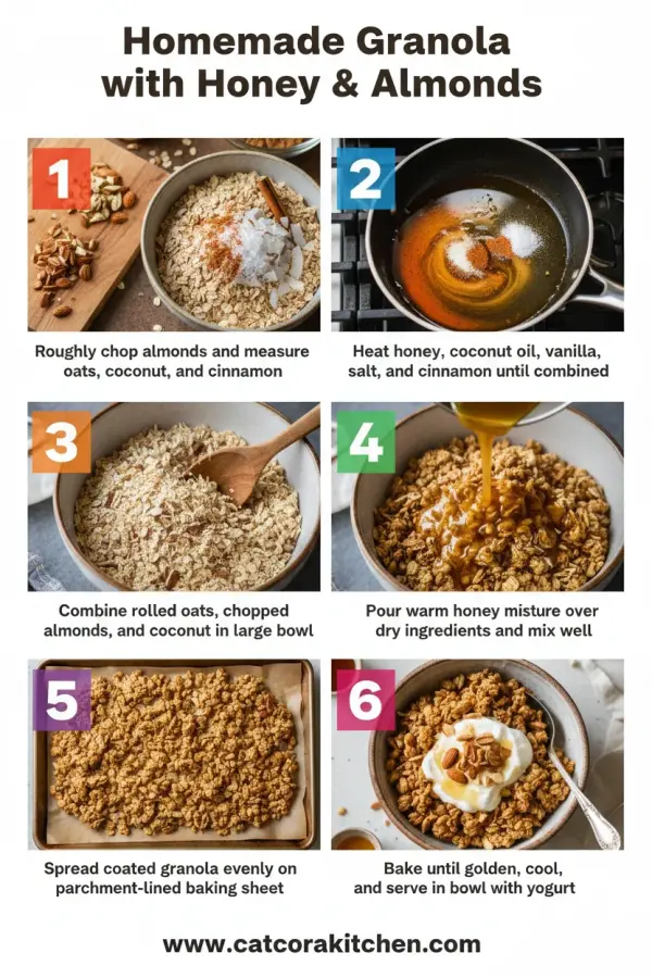 Homemade granola with honey and almonds How to Make 