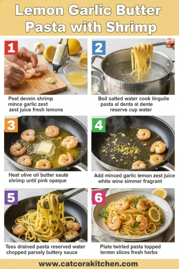 Lemon garlic butter pasta with shrimp How to Make 