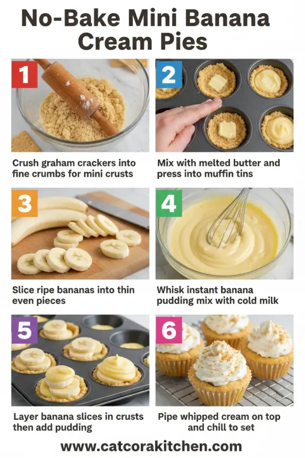 No-bake mini banana cream pies how to make