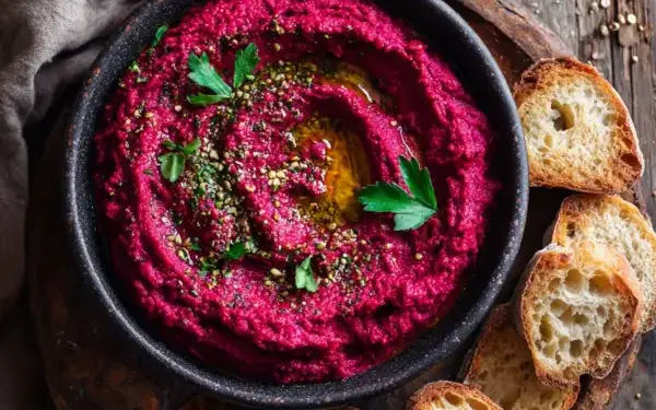 beet hummus with za'atar