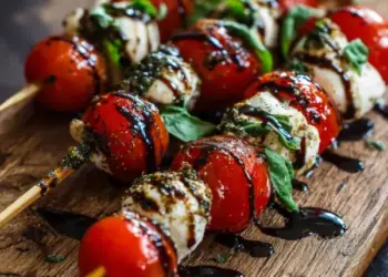 caprese skewers with balsamic glaze