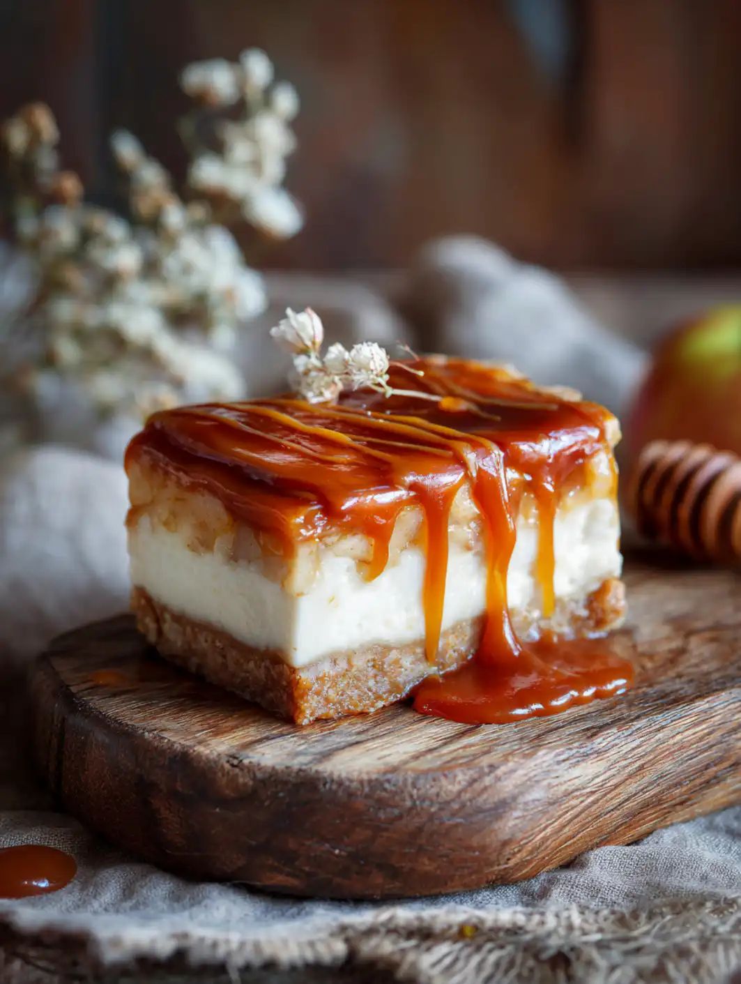 card recipe ingredients and instructions caramel apple cheesecake bars