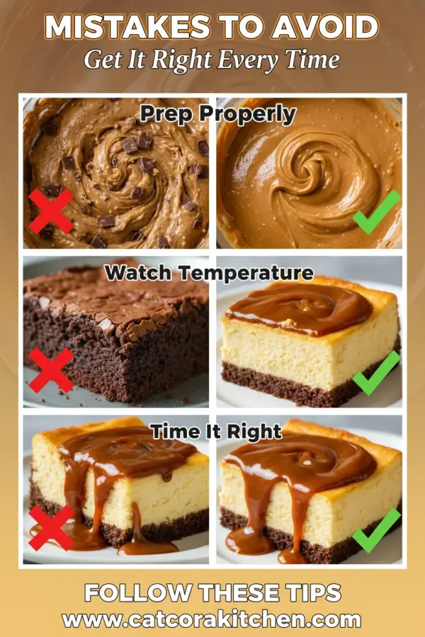 Caramel brownie cheesecake common mistakes