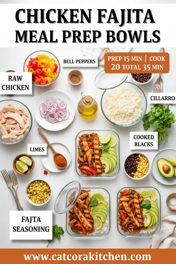Chicken fajita meal prep bowls ingredients