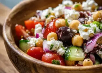 chickpea and feta Mediterranean salad