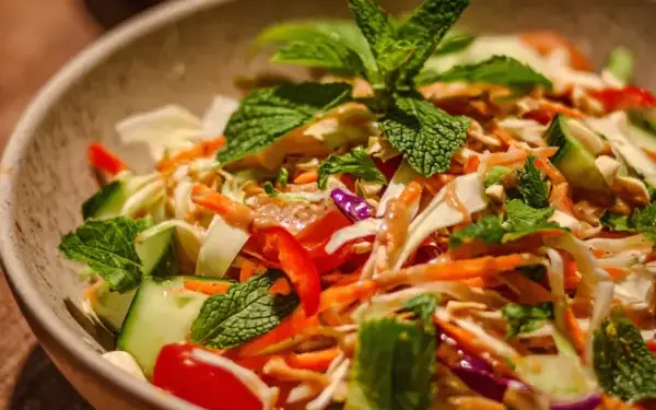 chopped Thai salad with peanut dressing
