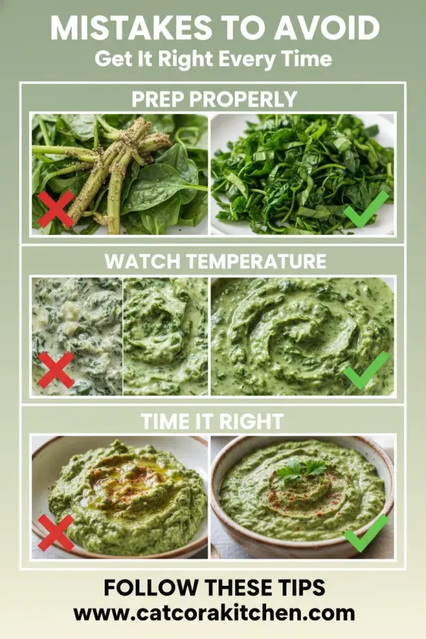 Creamed spinach common mistakes