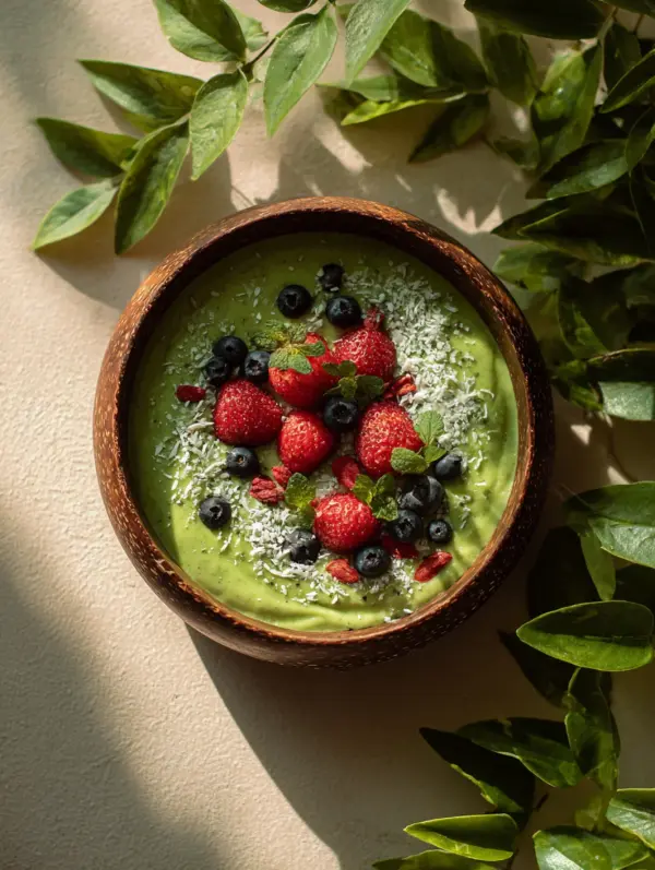 card recipe ingredients and instructions green smoothie bowl for earth day