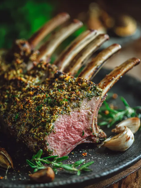 card recipe ingredients and instructions herb-crusted rack of lamb