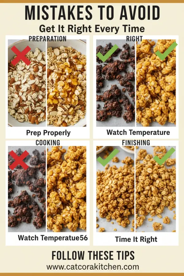 Homemade granola with honey and almonds common mistakes