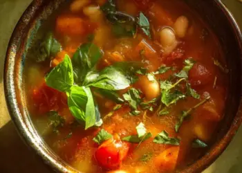 minestrone soup with fresh herbs
