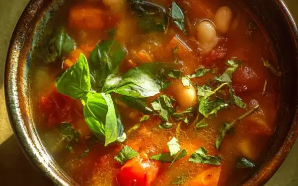 minestrone soup with fresh herbs