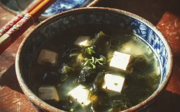 miso soup with tofu and wakame