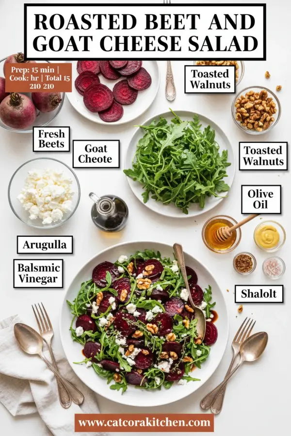 Roasted beet and goat cheese salad ingredients