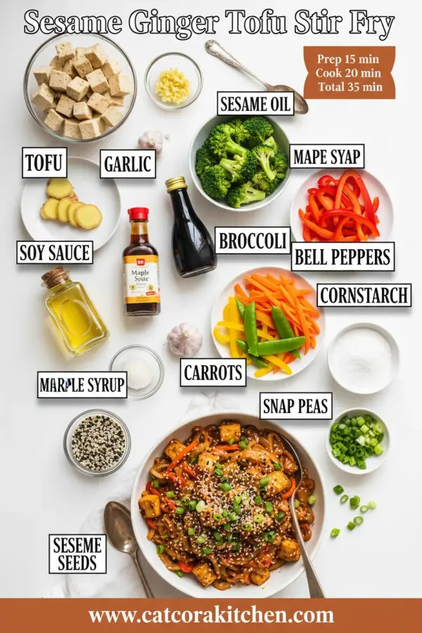 Sesame ginger tofu stir fry ingredients