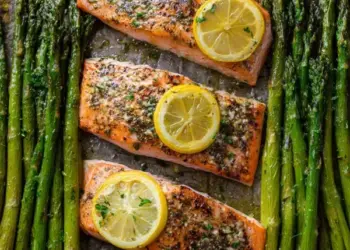 sheet pan lemon herb salmon and asparagus
