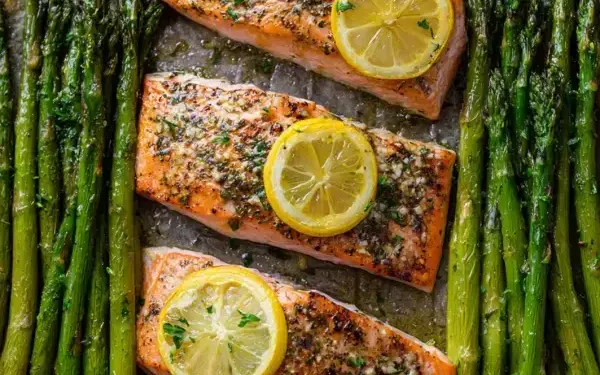 sheet pan lemon herb salmon and asparagus