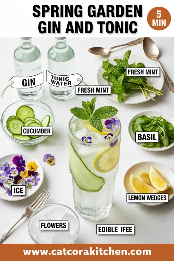 Spring garden gin and tonic ingredients