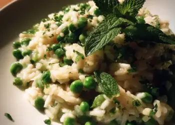 spring vegetable risotto with peas and mint