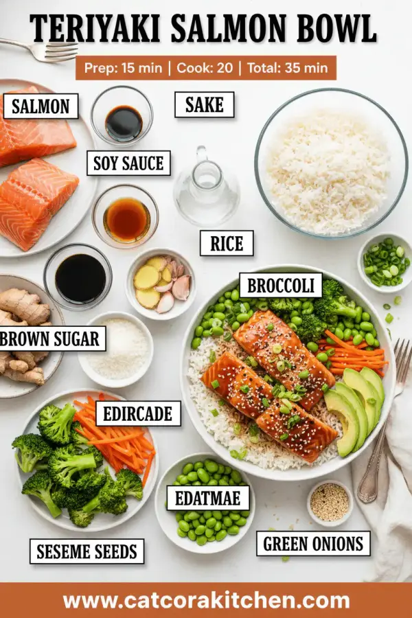 Teriyaki salmon bowl ingredients