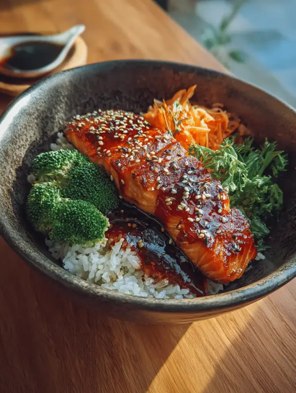 card recipe ingredients and instructions teriyaki salmon bowl