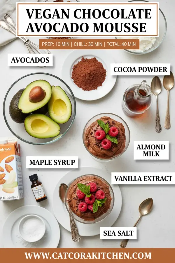 Vegan chocolate avocado mousse ingredients