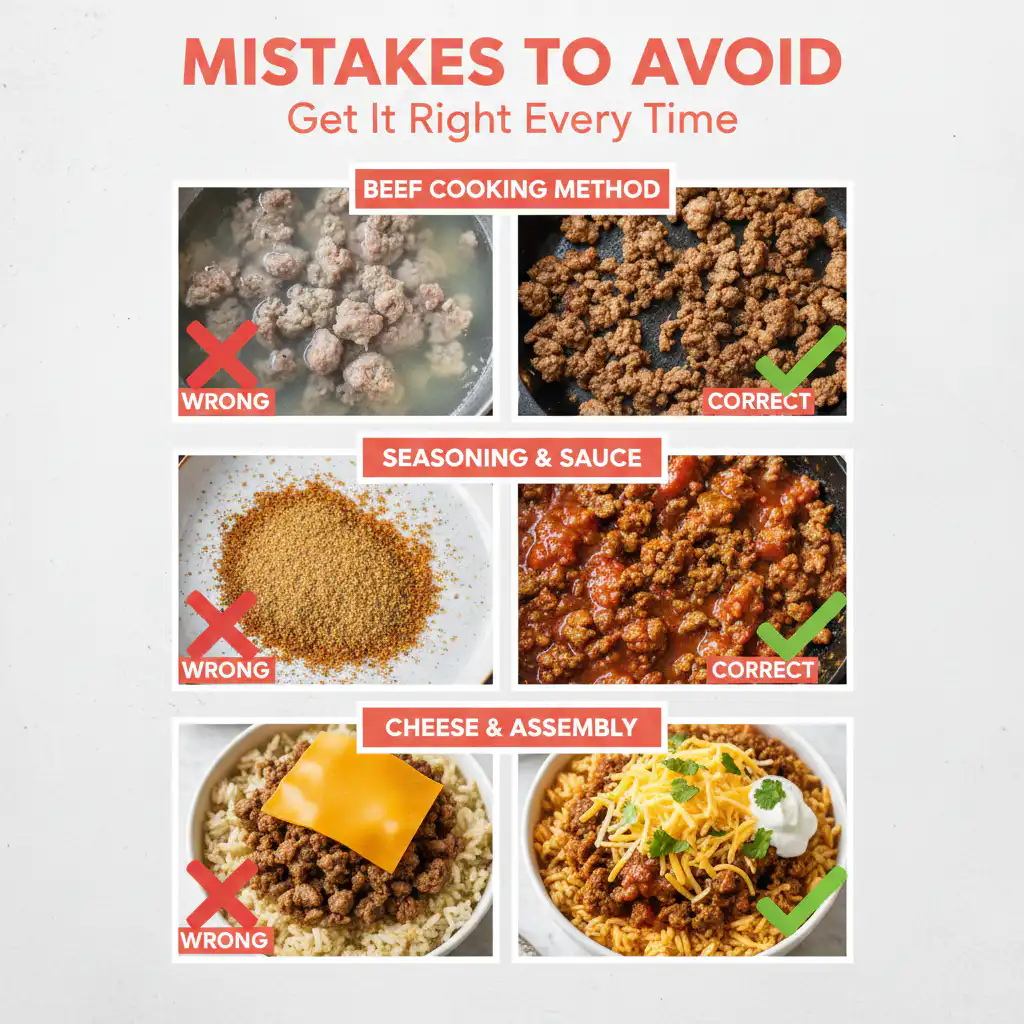 Cheesy Beef Taco Bowls common mistakes