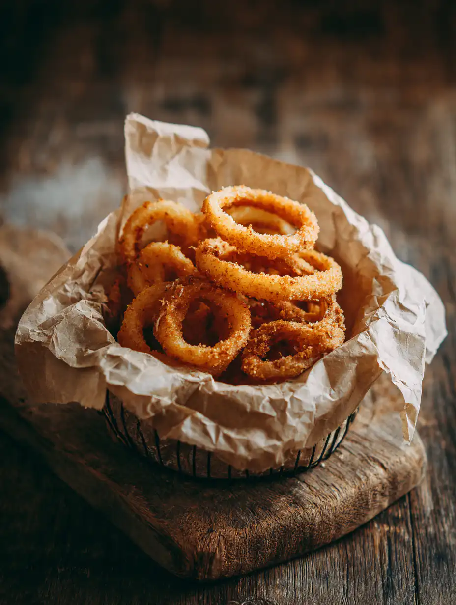 card recipe ingredients and instructions Crispy Onion Rings