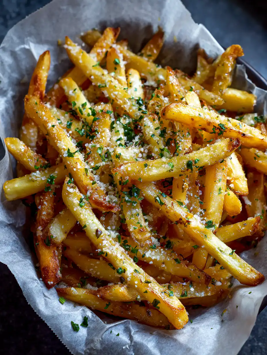 card recipe ingredients and instructions Garlic Butter Parmesan Fries