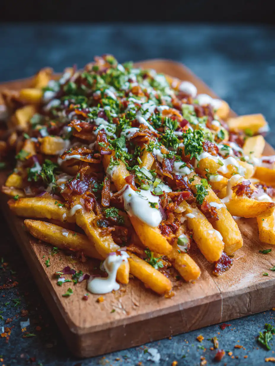 card recipe ingredients and instructions Loaded Dirty Fries