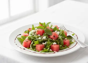 watermelon arugula salad featured